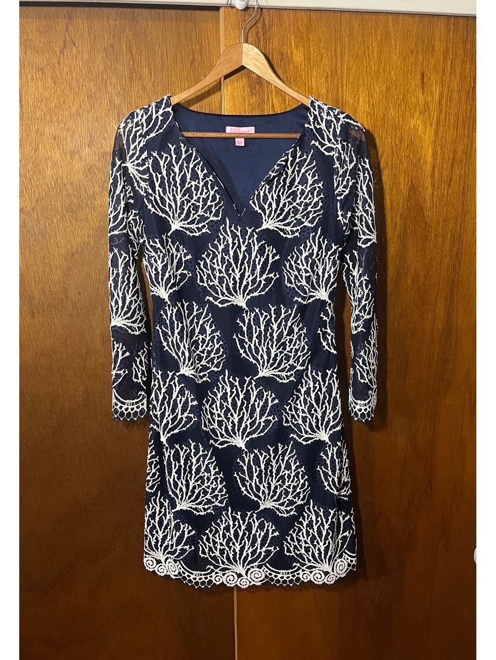 Lilly Pulitzer Navy Blue Wendy Dress w White Coral